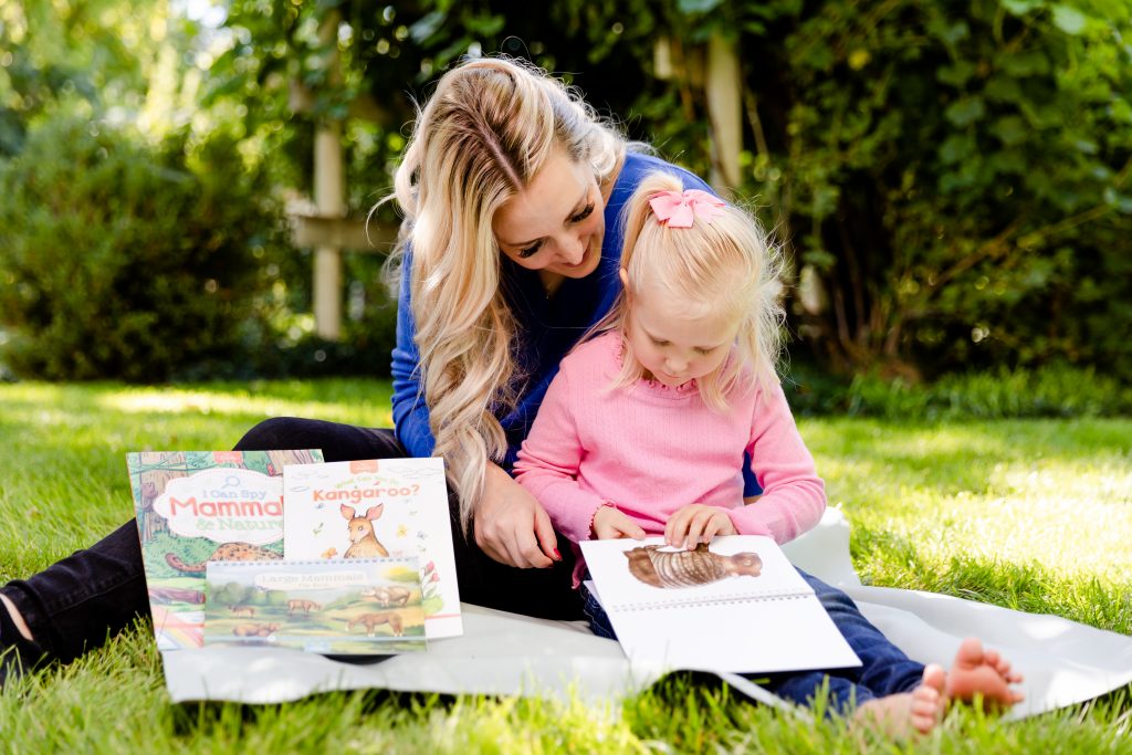 Mom and Daughter learning together from For Littles Bundle about Mammals