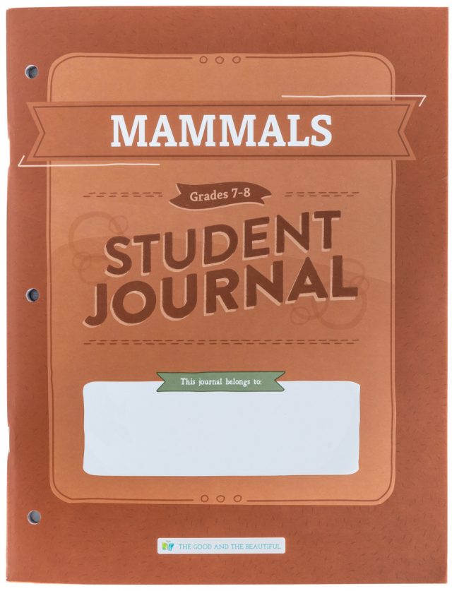 Homeschool Mammals Science Unit Student Journal Grades 7 to 8