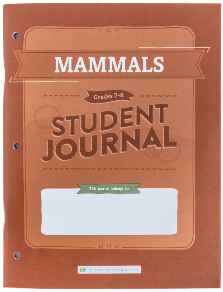 Front Cover Mammals Student Journal Grades 7-8