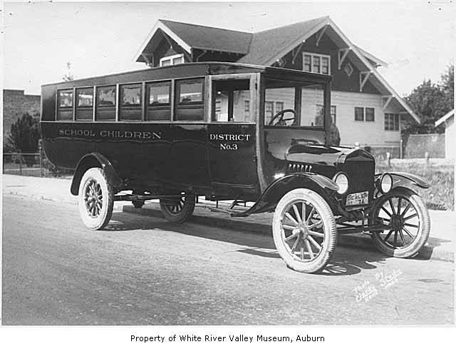 Black and White Photograph of 1926 School Bus